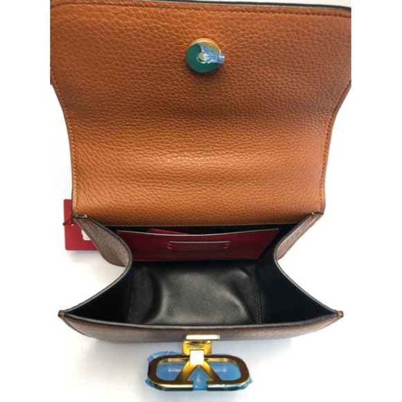 VALENTINO Vsling Small Grained Brown Leather Shoulder Bag - Picture 7 of 12